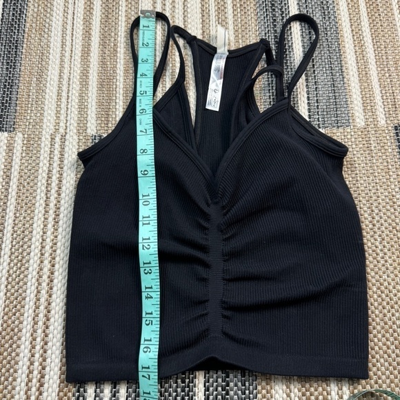Free People Double The Fun Black Ribbed‎ V-Neck Tank Top Size M/L Women - Picture 9 of 9